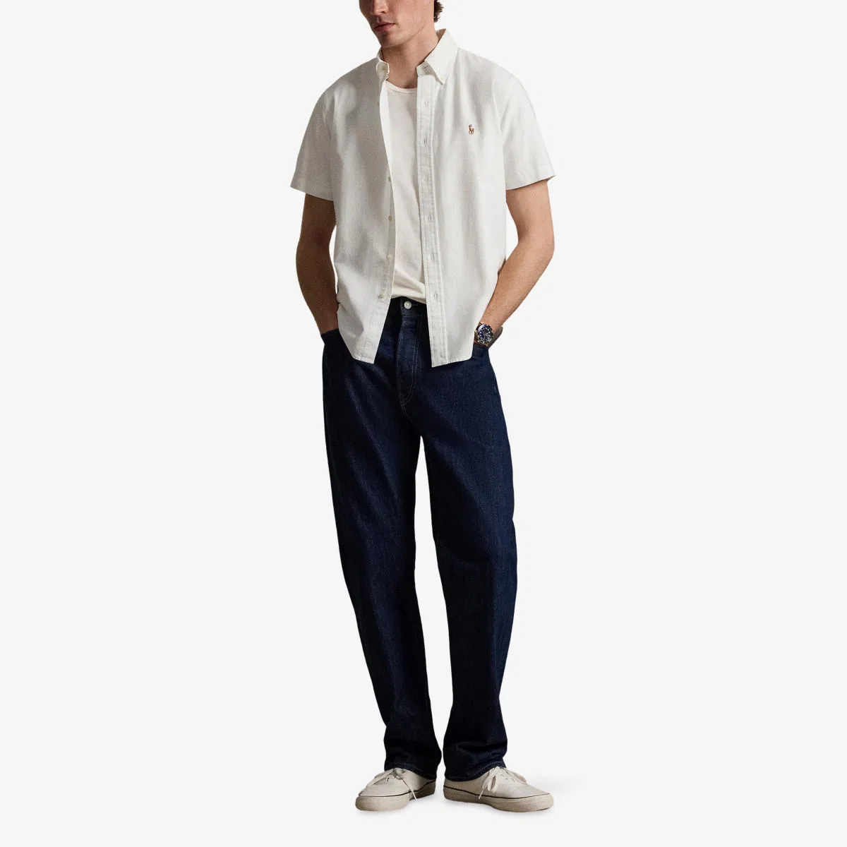 Хлопковая рубашка-оксфорд с вышитым логотипом Polo Ralph Lauren, белый — фото 2