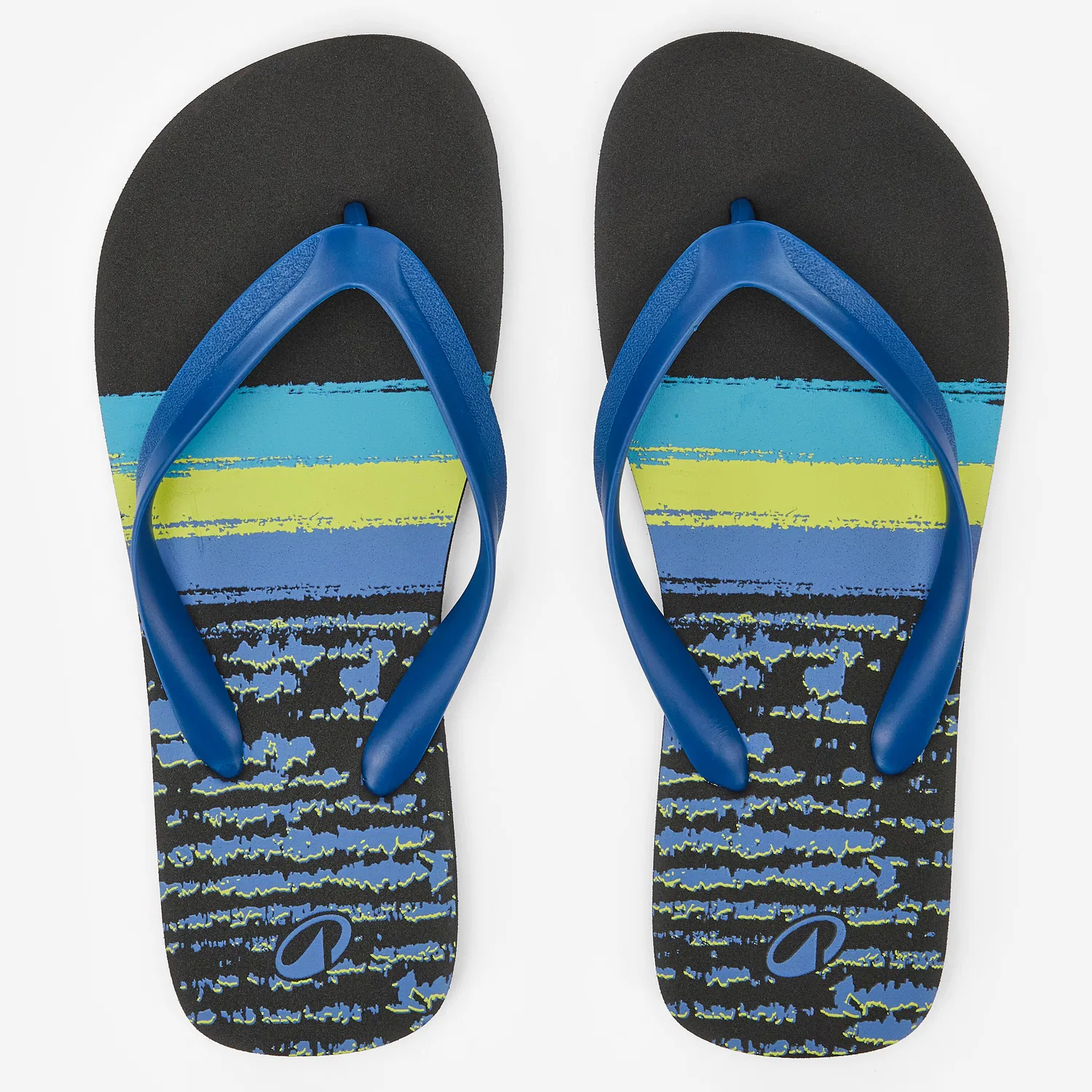 Детские вьетнамки 120 Line up Decathlon, Jeansblau Rauchschwarz Elektrischgrun — фото 2