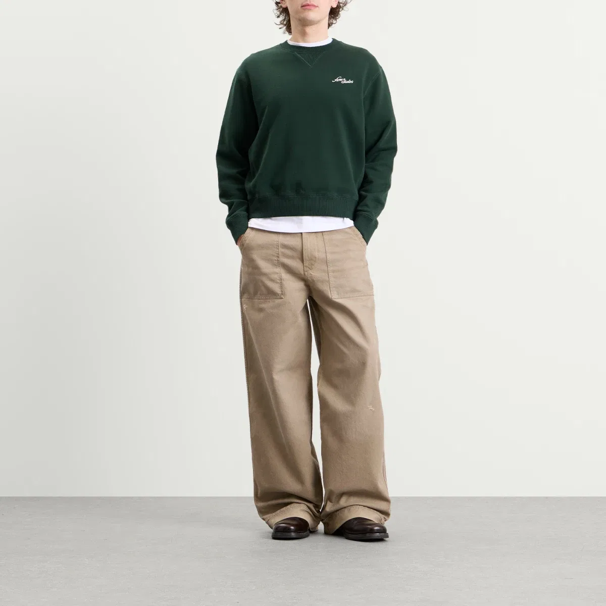 Джемпер с вышитым логотипом Feomi u venice logo jumper Acne Studios, Dark Green — фото 4