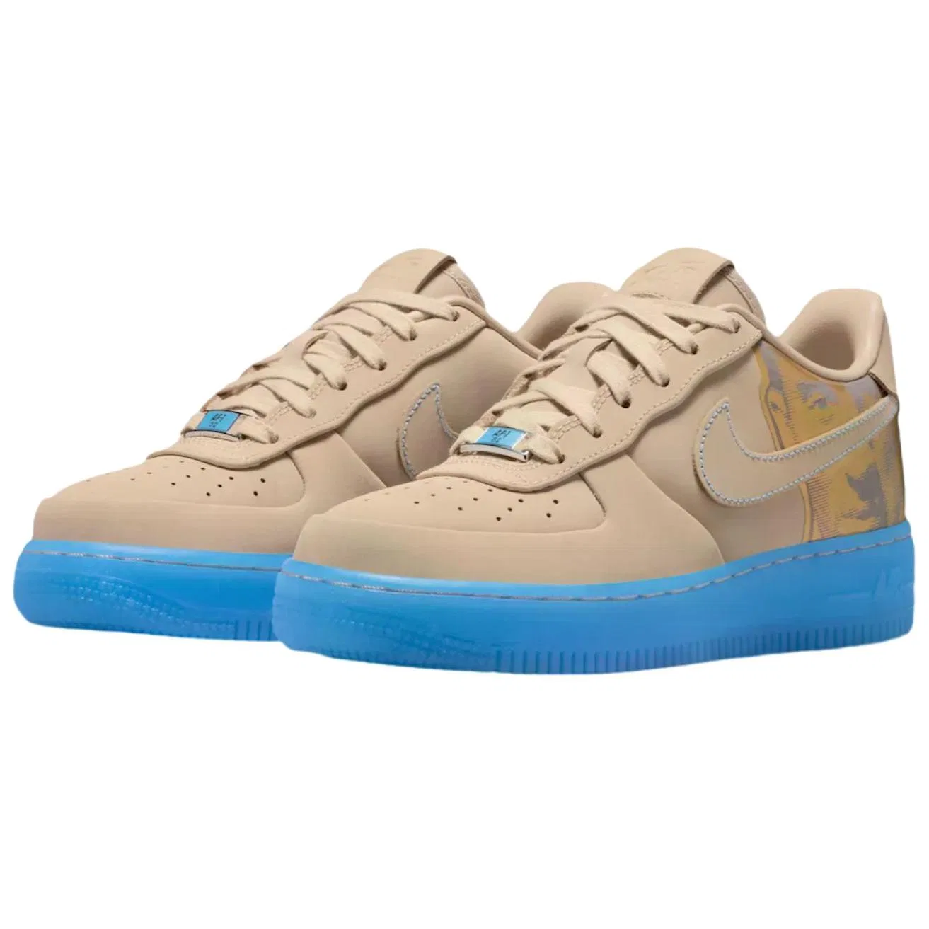 Детские кроссовки для скейтбординга с верхом из кожи Kobe Bryan Air Force 1 Low Nike, Beige — фото 4