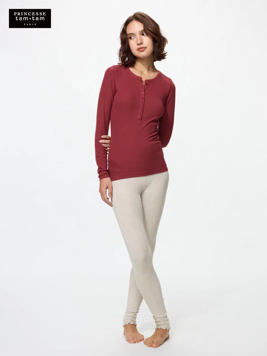 Леггинсы Uniqlo Heattech, ультратеплые, ребристые, светло-серый