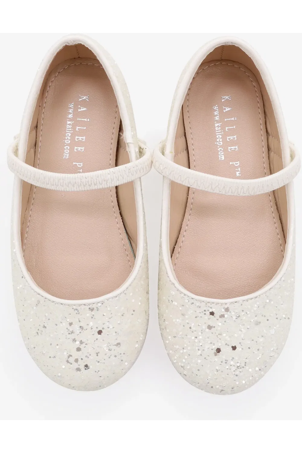 Балетки детские на плоской подошве с блестками Ridley-RG Rock Glitter Kailee P, белый — фото 3