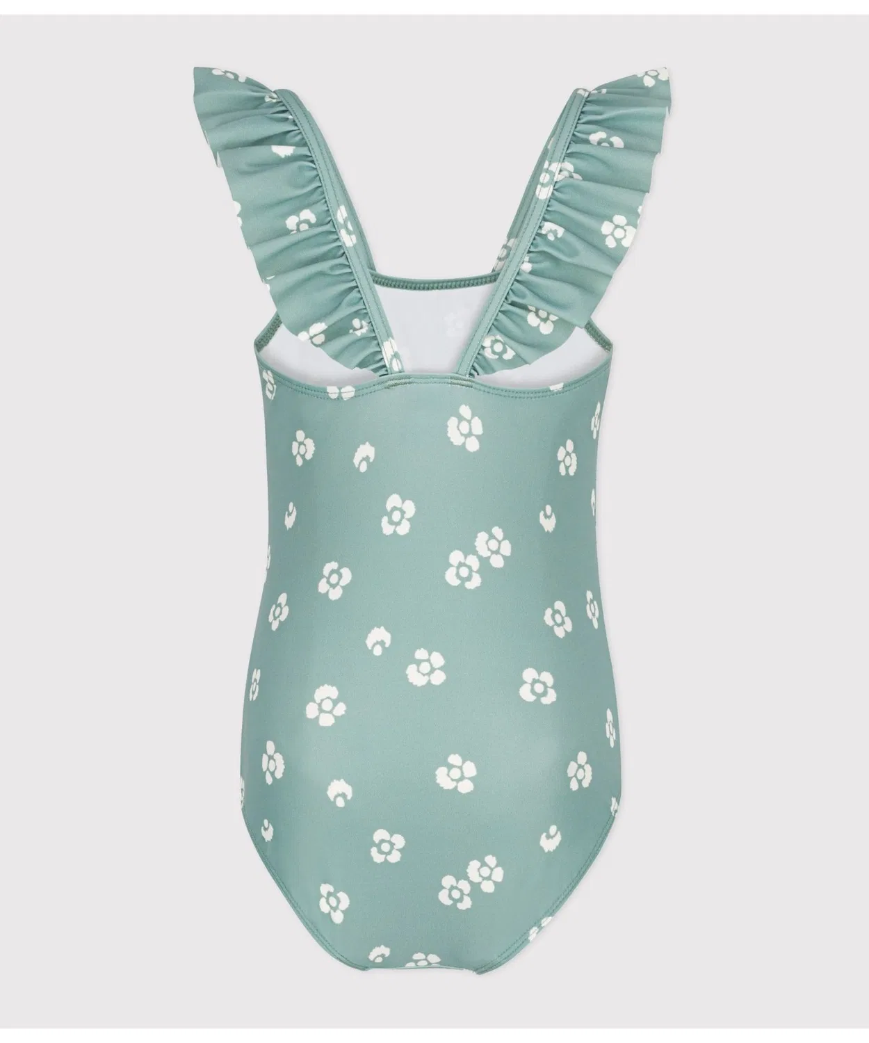 Детский купальник-платье с цветочным принтом PETIT BATEAU, White/Green — фото 2