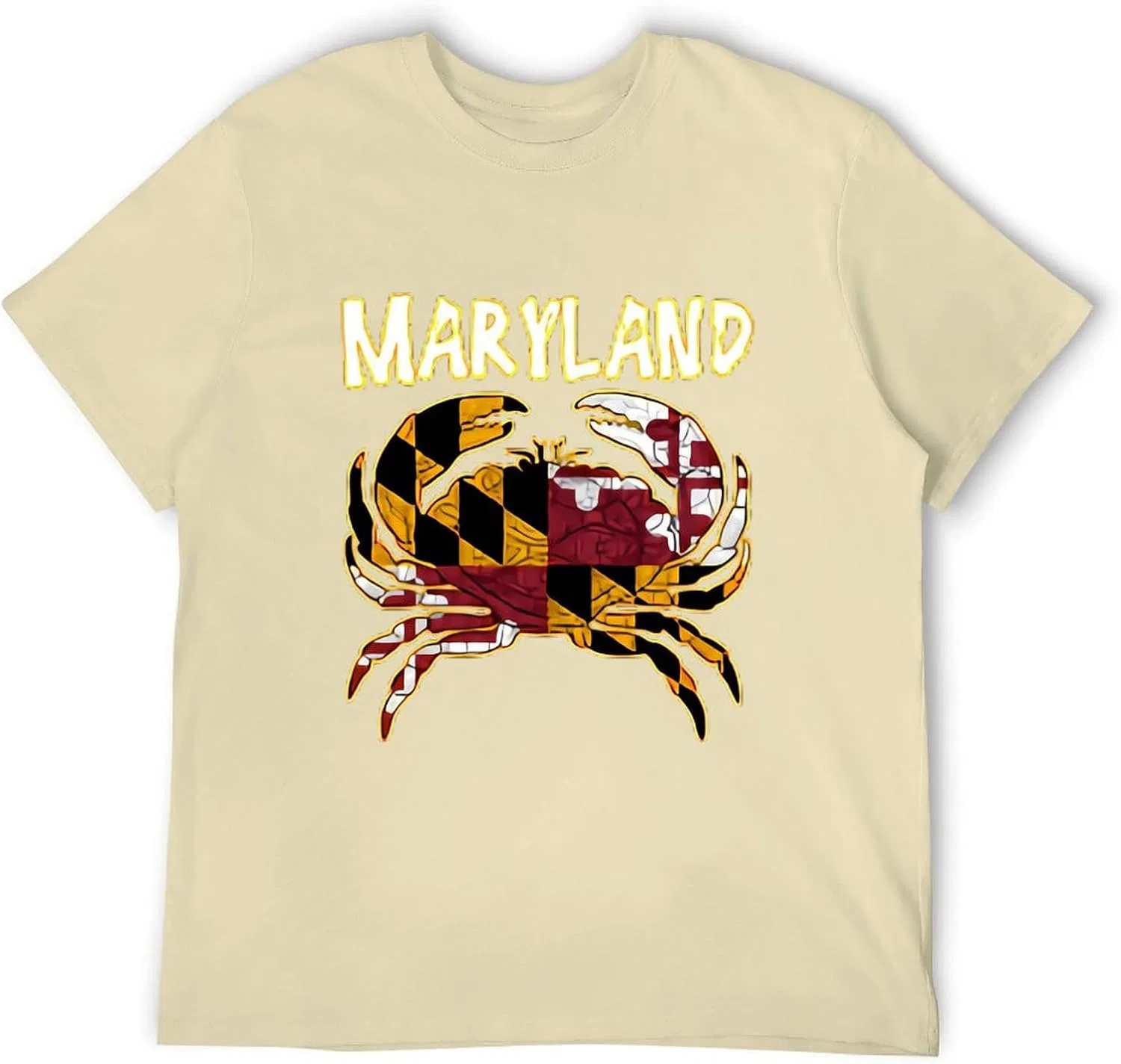 Мужская футболка-поло с принтом флага Maryland Crab, Sand — фото 3