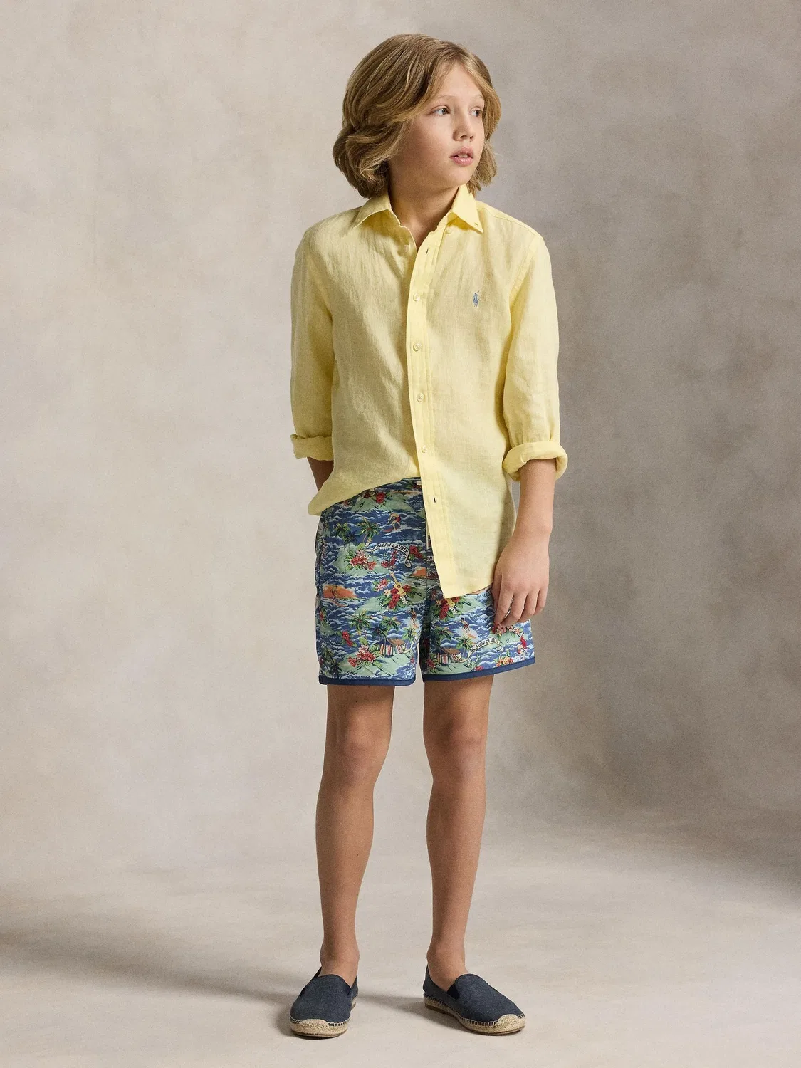 Рубашка из льна, модель с вышивкой Polo Ralph Lauren, бледно-желтый — фото 2
