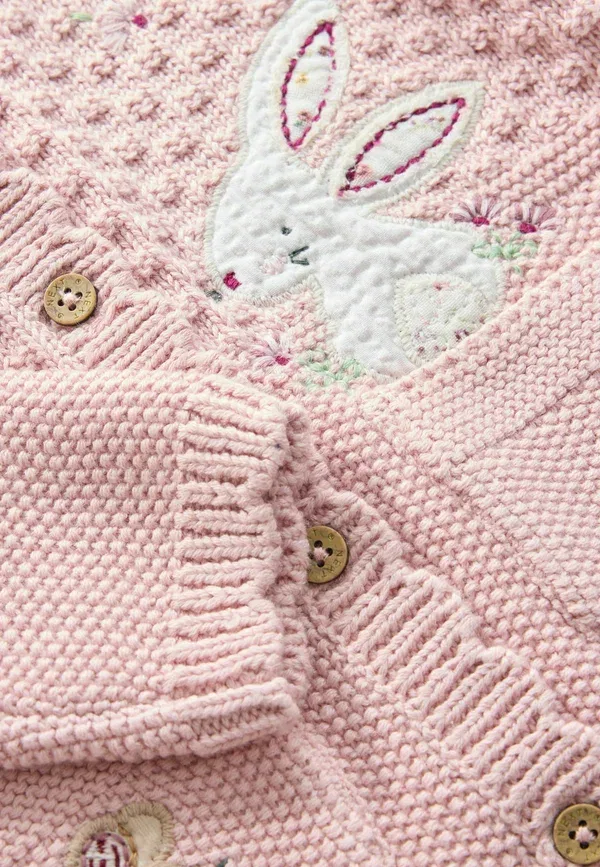 Кардиган с вышивкой Next Cardigan Next Pink embroidered bunny, розовый — фото 3