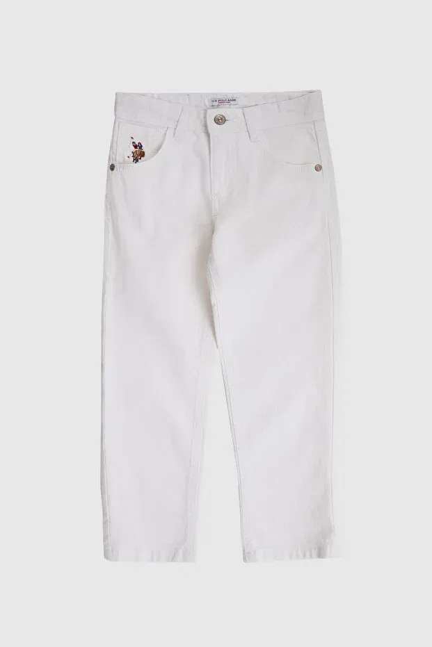 Детские брюки для мальчиков хлопковые U.S. Polo Assn., White — фото 2