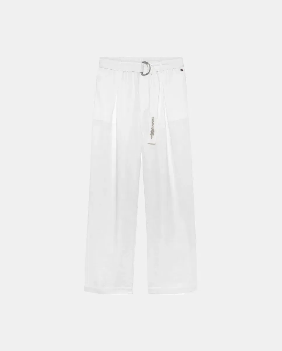 Детские брюки для девочек льняные с поясом Tommy Hilfiger, Blanco