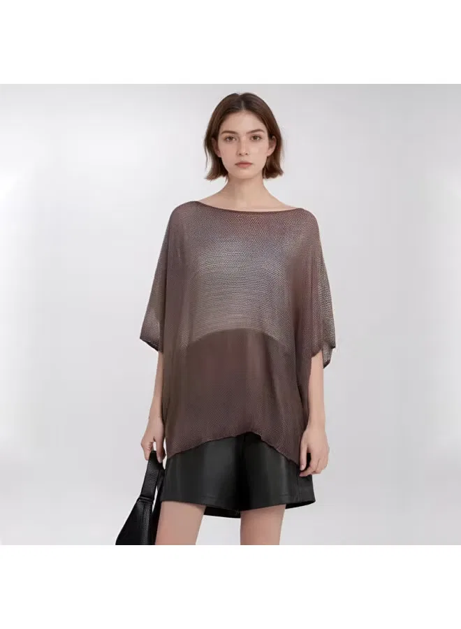 Свитер свободный с рукавом-пелериной Zara, коричневый — фото 2