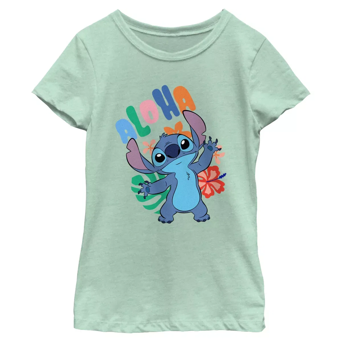 Детская футболка с принтом Colorful Aloha Stitch Lilo & Stitch, Mint