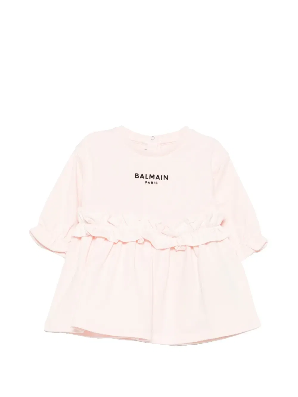 Платье с оборками и логотипом Balmain Kids, розовый