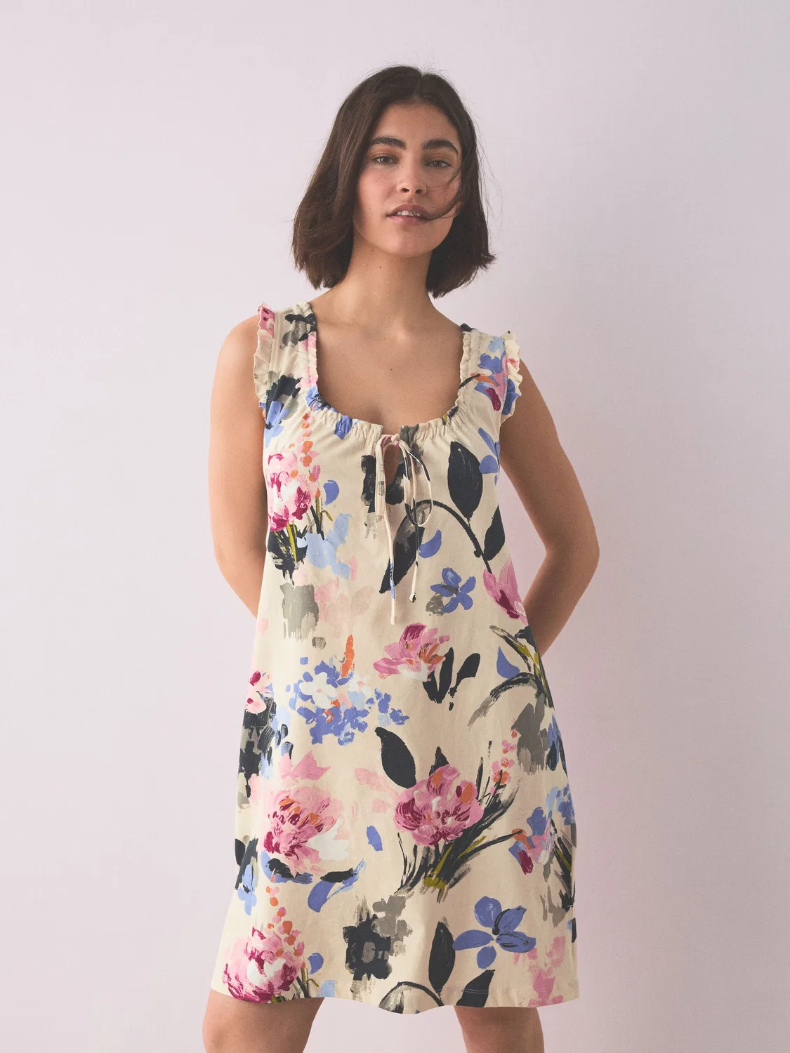 Слип-платье Jersey Cream Floral Next, кремовый флоральный