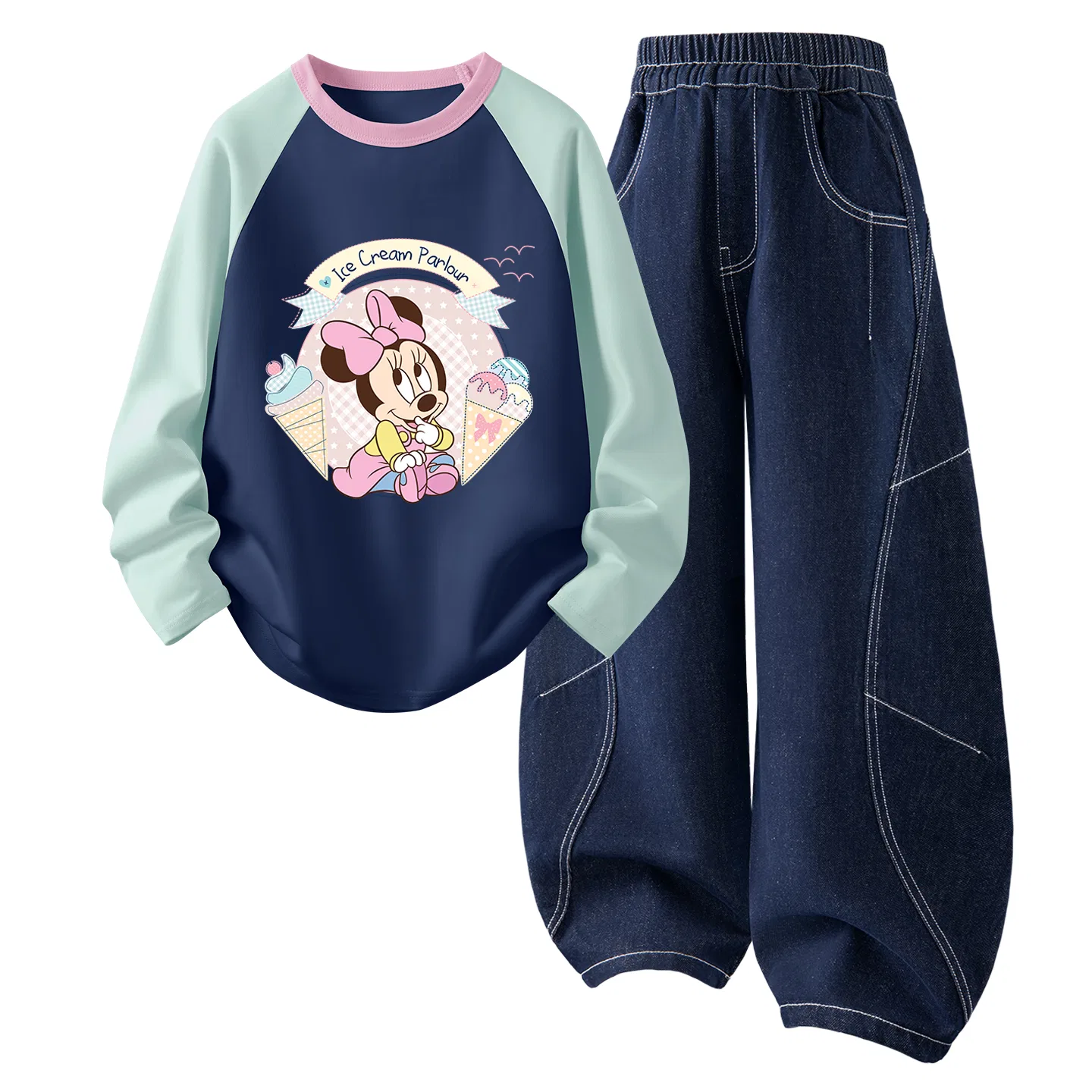 Детский спортивный костюм с принтом Minnie K Taro Purple, Disney, Purple/Denim Dark Blue — фото 3