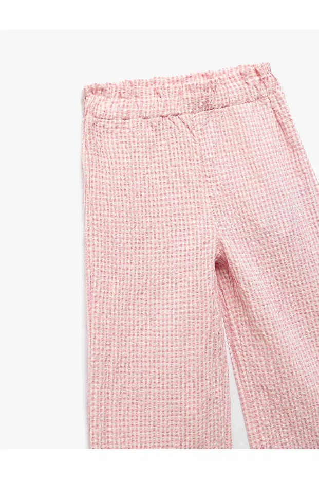Детские широкие брюки для девочек с принтом Koton, Pink Plaid — фото 3