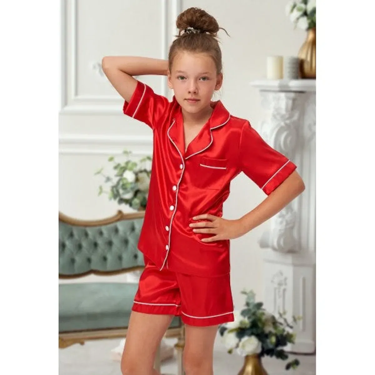 Персонализированные сатиновые пижамные шорты Lulabay, Ivory — фото 2