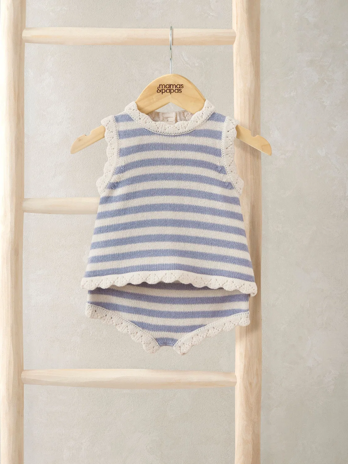 Комплект трикотажный Mamas & Papas Blue Stripe Scallop Edge, синий