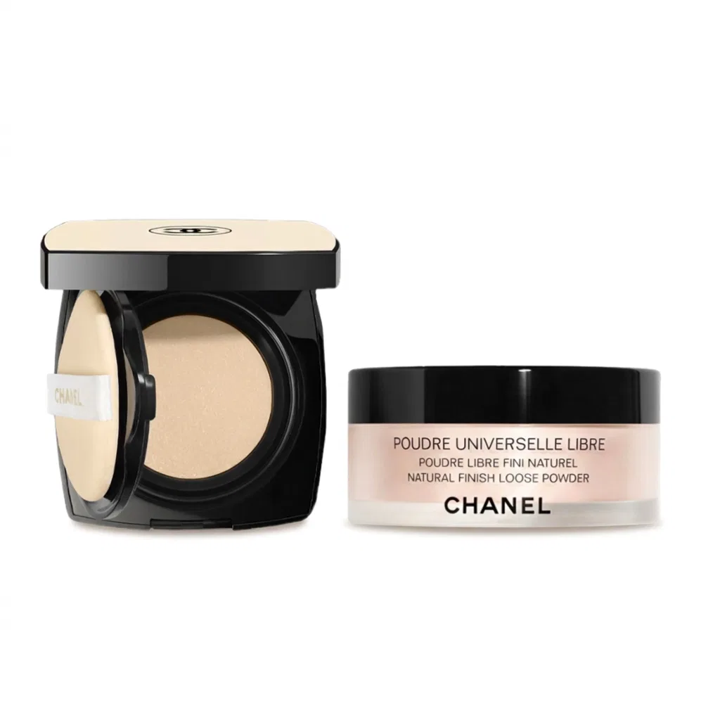 Женский набор для макияжа с тональной основой и пудрой Air Cushion Setting Loose Powder, CHANEL, Rosy Light