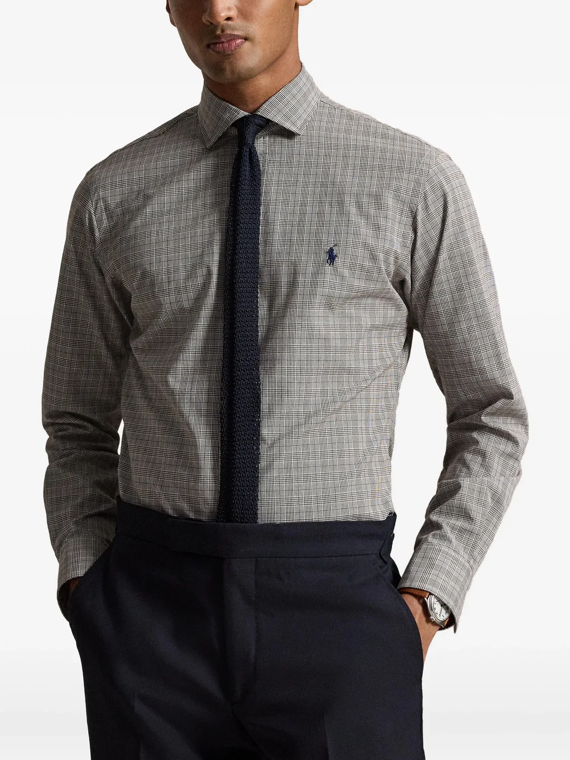 Рубашка в клетку Custom Fit из поплина Polo Ralph Lauren, серый — фото 2