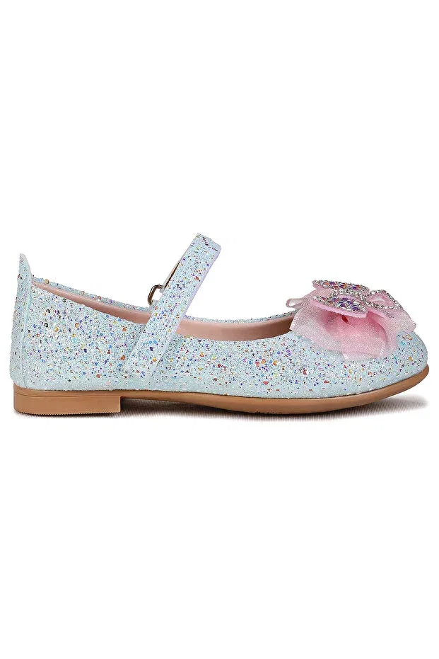 Детские балетки для девочек с принтом Hiza stoned velcro girls' ballerina shoes Kiko Kids, Baby Blue — фото 4