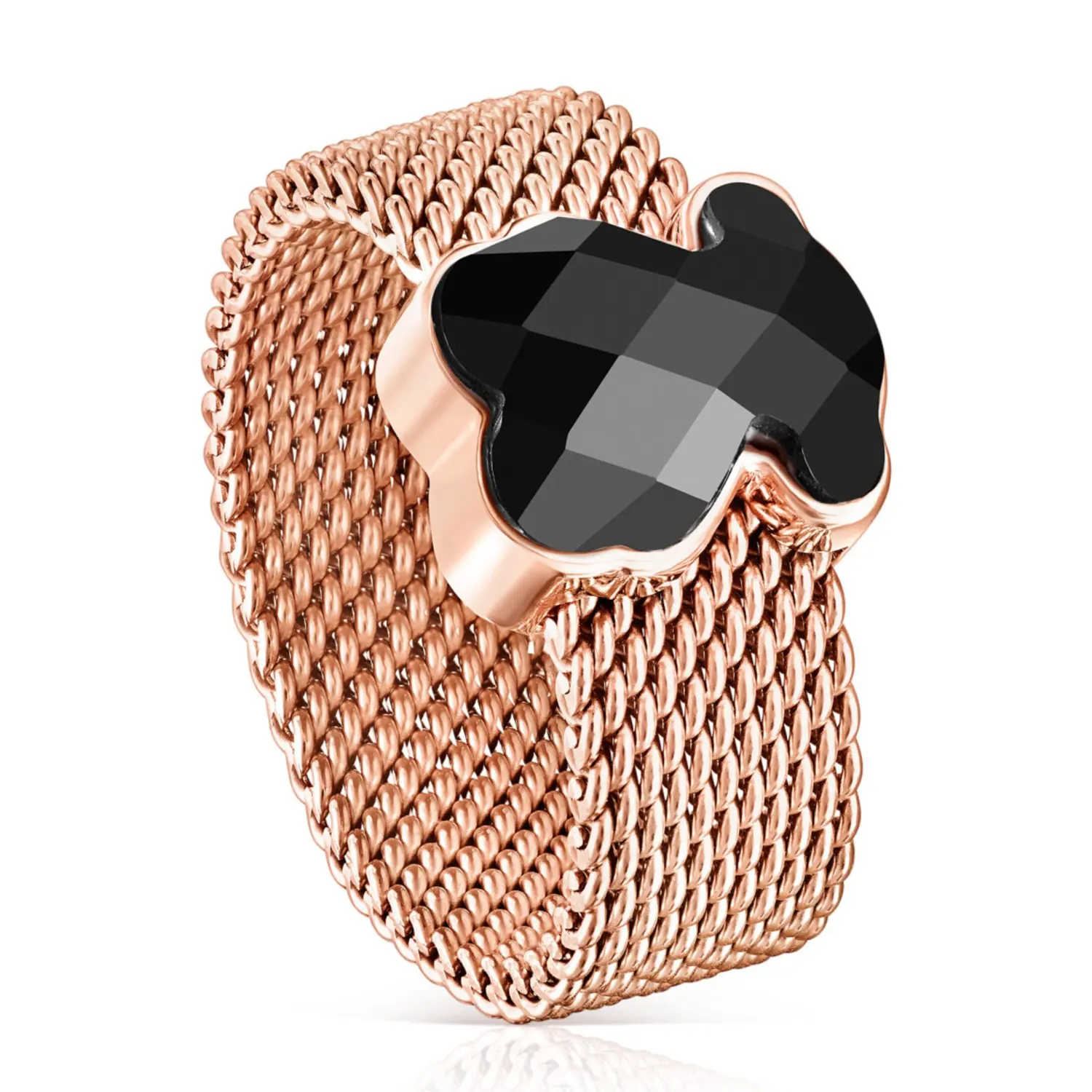 

Кольцо Tous Mesh Color Bear Motif, розовое серебро/розовая сталь/оникс