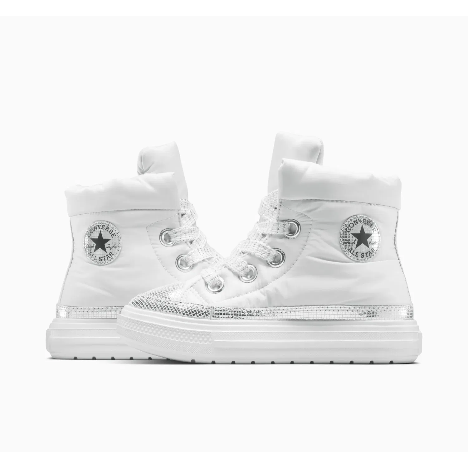 Детские кеды на шнуровке с канвасом Converse, Barely Grey/Silver/Black — фото 3