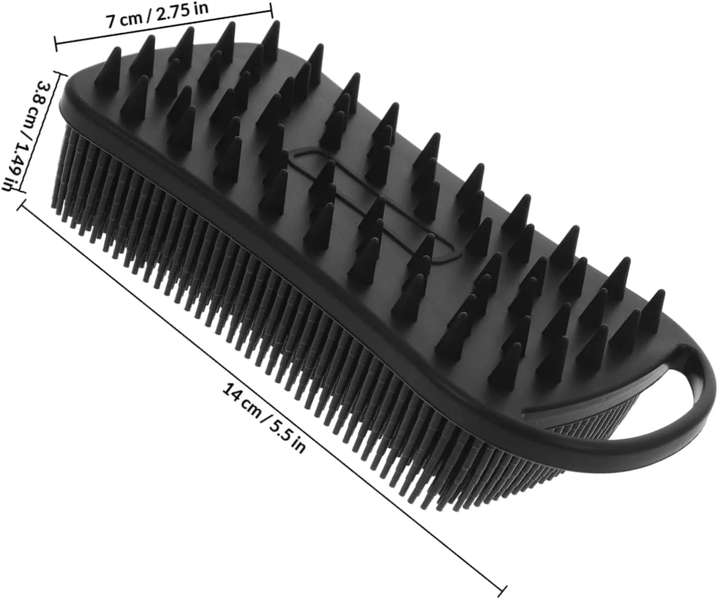 Щетка для тела двусторонняя, силиконовая, TEHAUX, 1 шт, 14x7x3.8 см, Черный — фото 2