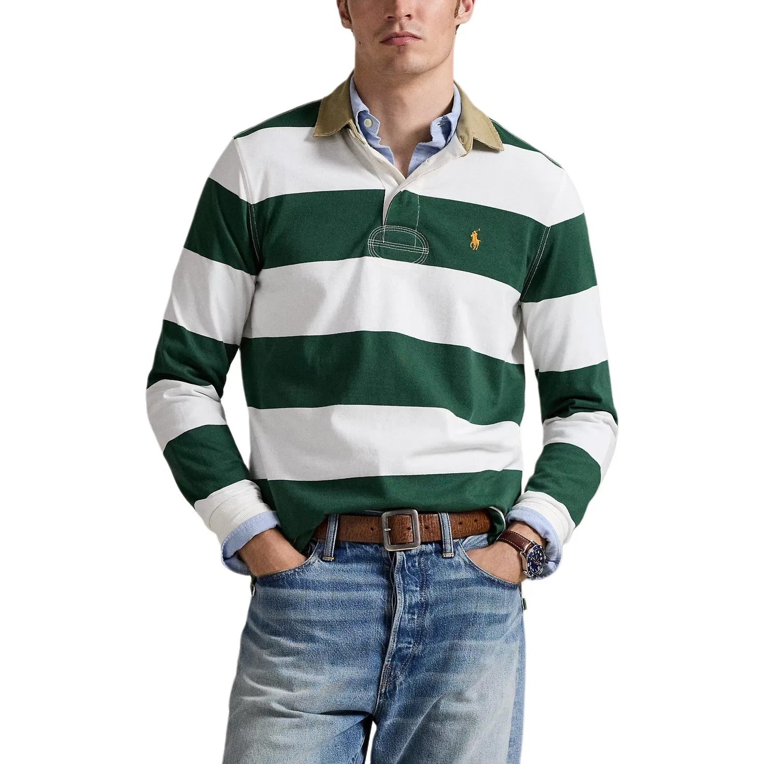 Поло Polo Ralph Lauren Classic Version, Grass Green & Cream — фото 3