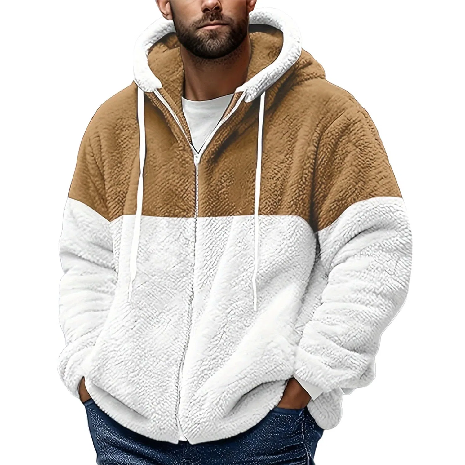 Мужское худи с флисом и капюшоном DENGJIAMY, Z15 Khaki
