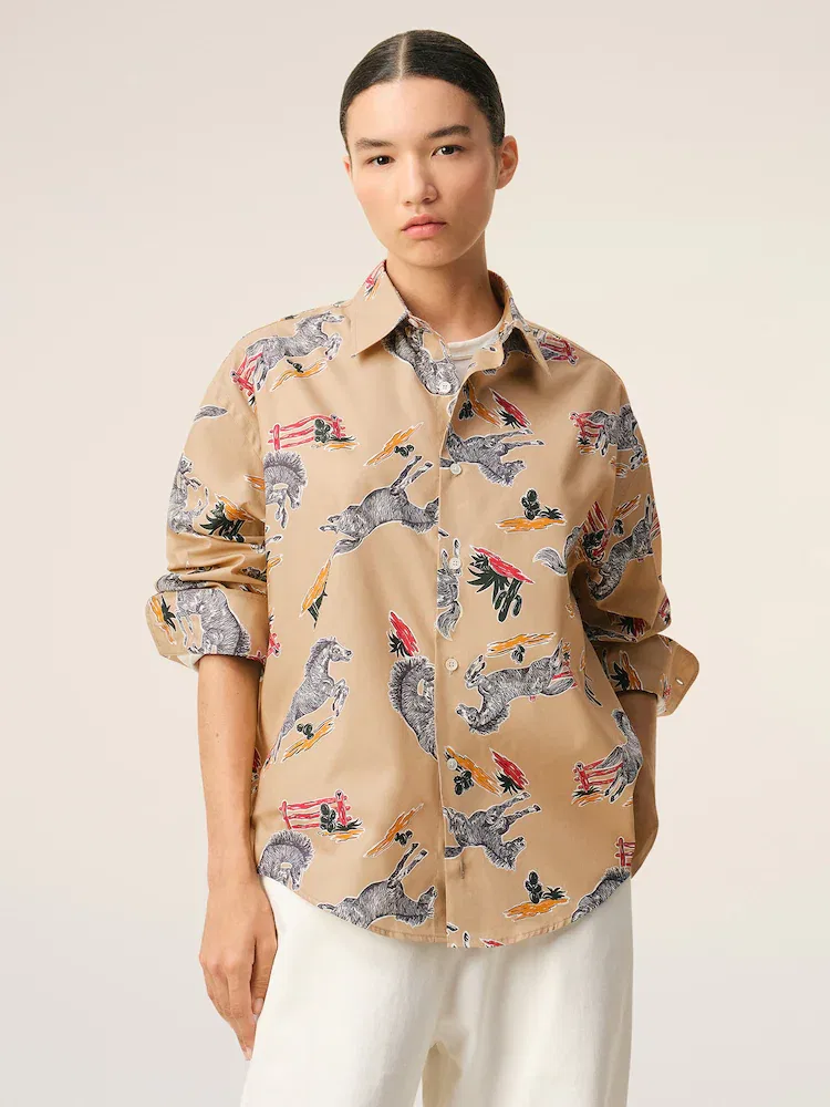 Рубашка с принтом Horse Print AMI PARIS, Beige — фото 2