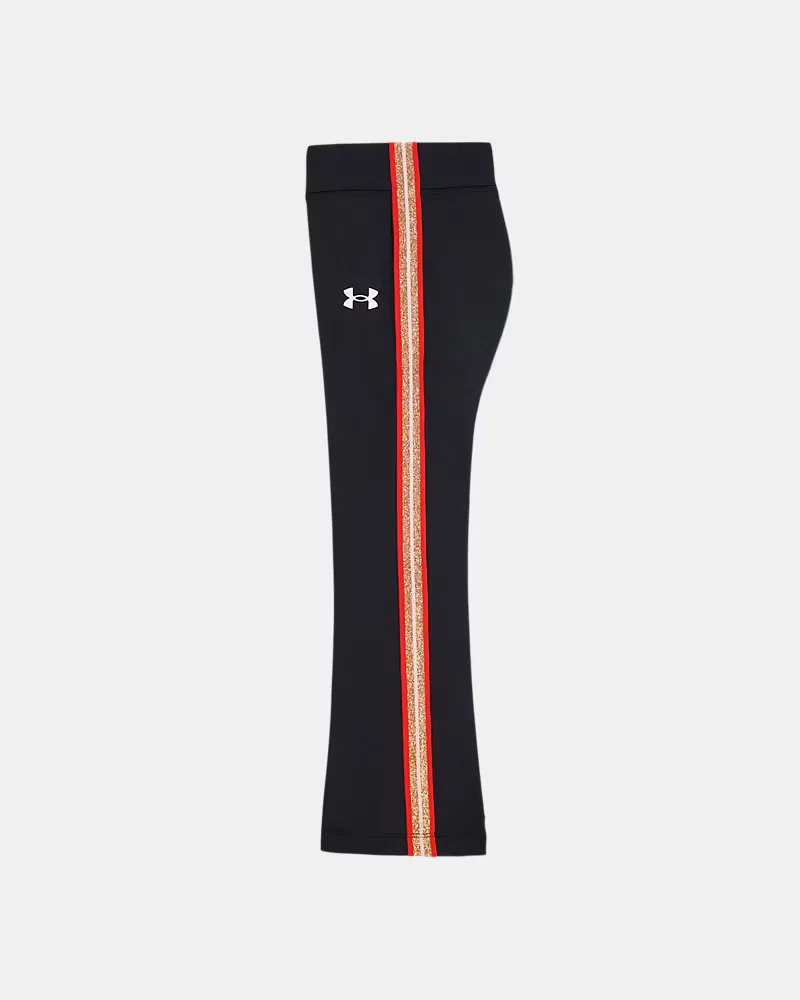Брюки клеш с блестящими лампасами и широким поясом UA Taping Sides UnderArmour, Black/Apex Pink — фото 3