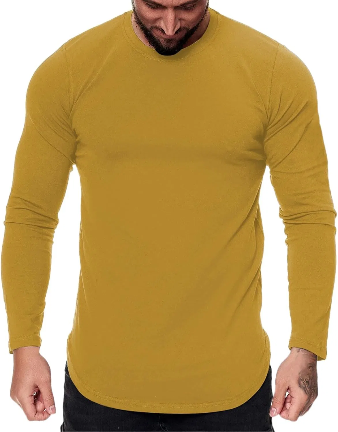 Мужская длинная футболка с круглым вырезом Big Size, Yellow