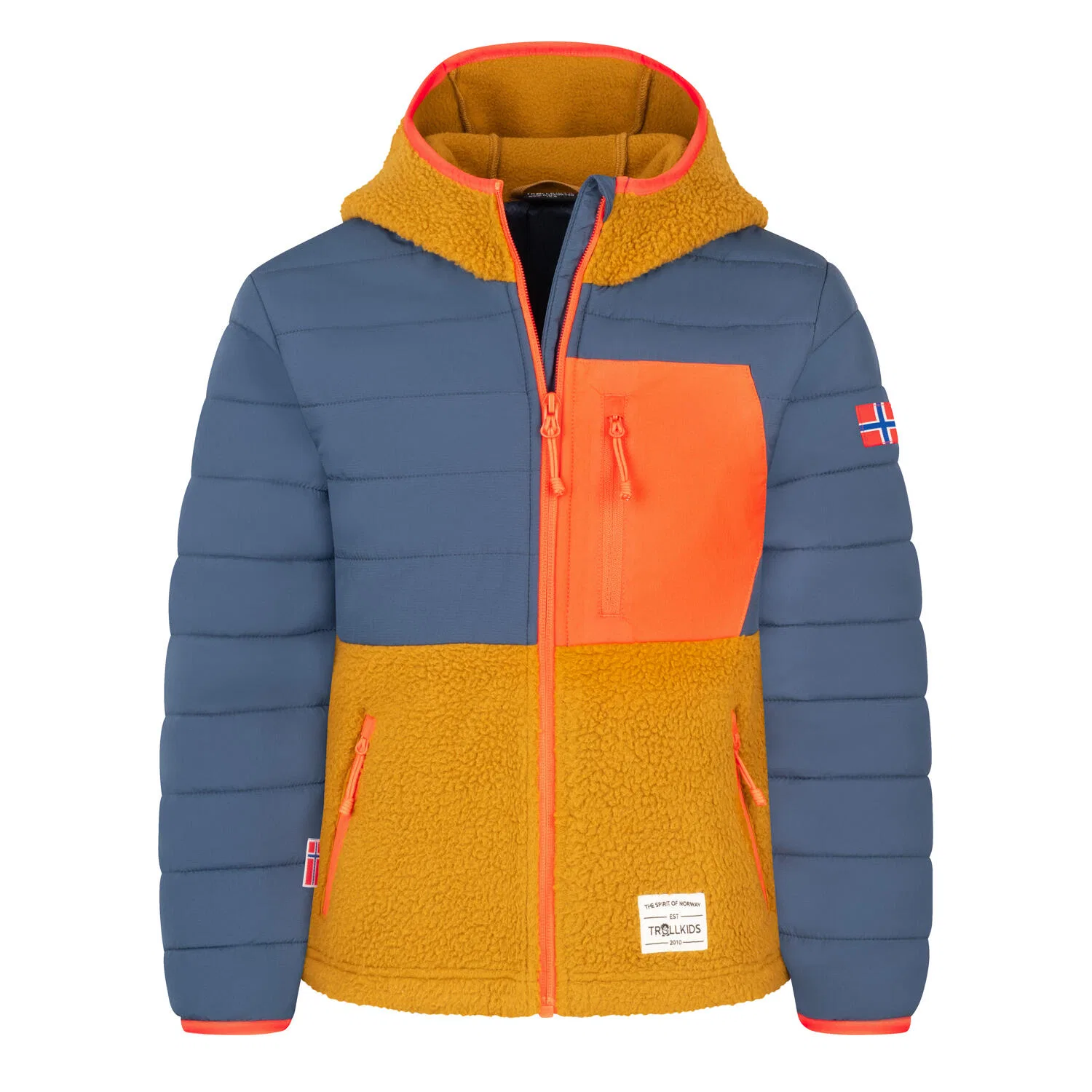 Детская стеганая куртка Romsdalen Jacket Trollkids, Rauchbraun / Blau