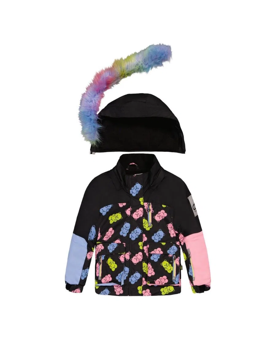 Детский комплект из куртки и снегозащитных брюк с принтом Gummy Bear Print Deux par Deux, Black Printed Gummy Bears — фото 4