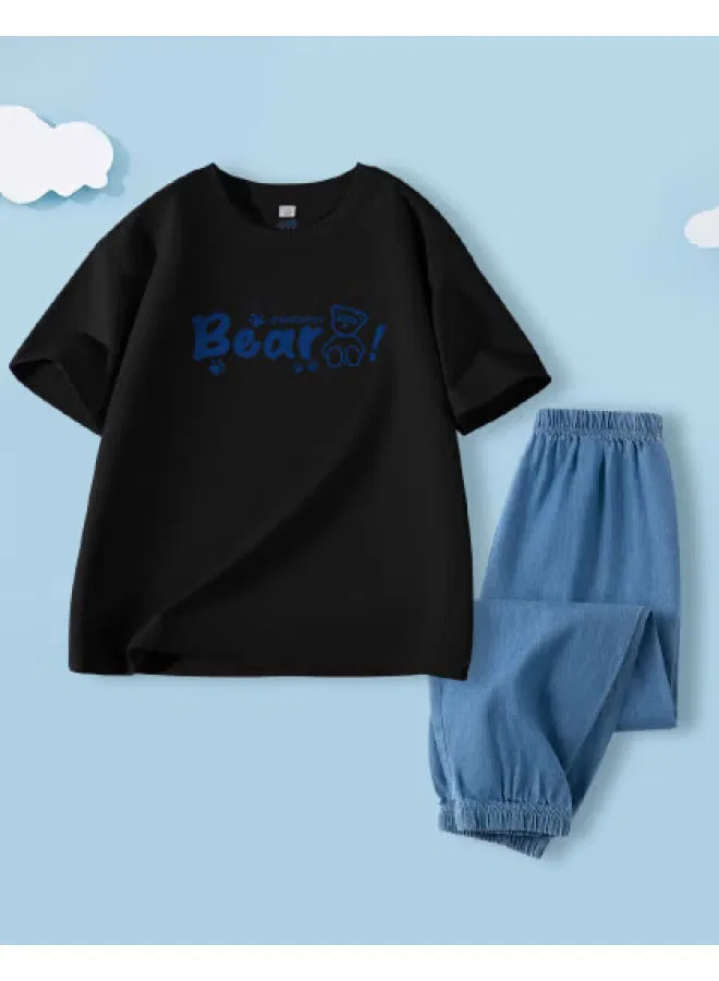 Комплект спортивной одежды с коротким рукавом для мальчиков Jeanswest, черный