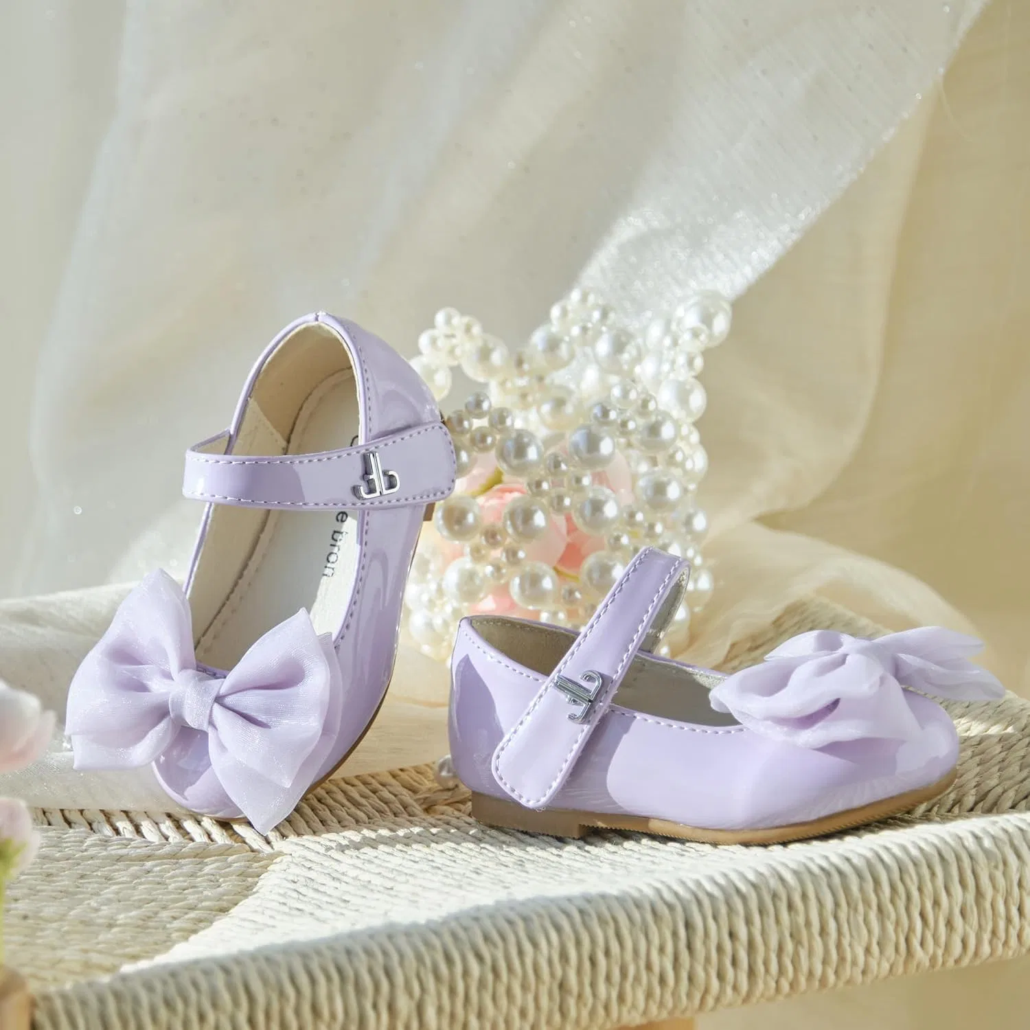 Детские балетки для девочек с бантом Mary Jane THEE BRON, Lavender Purple — фото 3