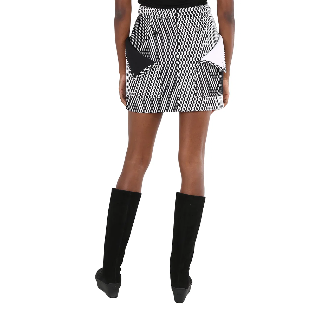 Юбка мини из сетки и неопрена с карманами Mesh And Neoprene Pocket Detail Mini Skirt Burberry, Black — фото 4