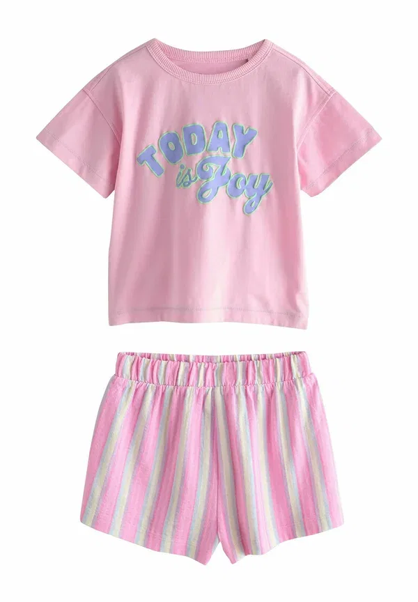 Пижамный набор для девочки из 3 предметов, хлопок, Regular fit, Next, Pink, White, белый/розовый — фото 4
