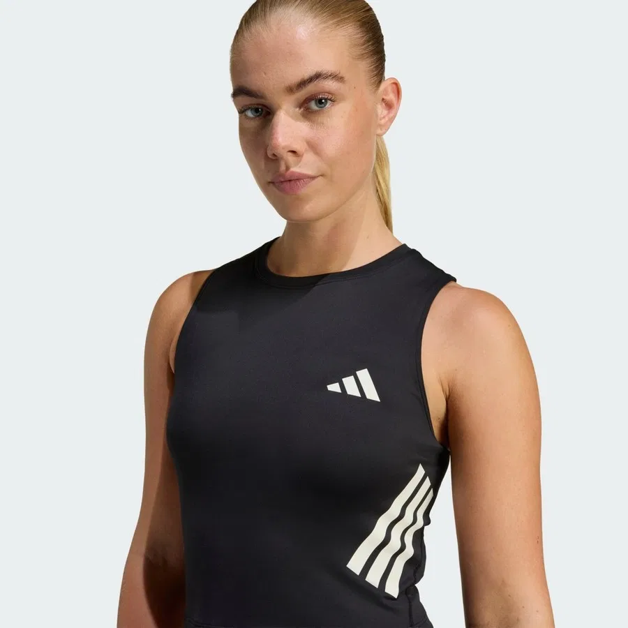 Женский топ для бега с принтом Iconic Running Crop Tank adidas, Белый — фото 4