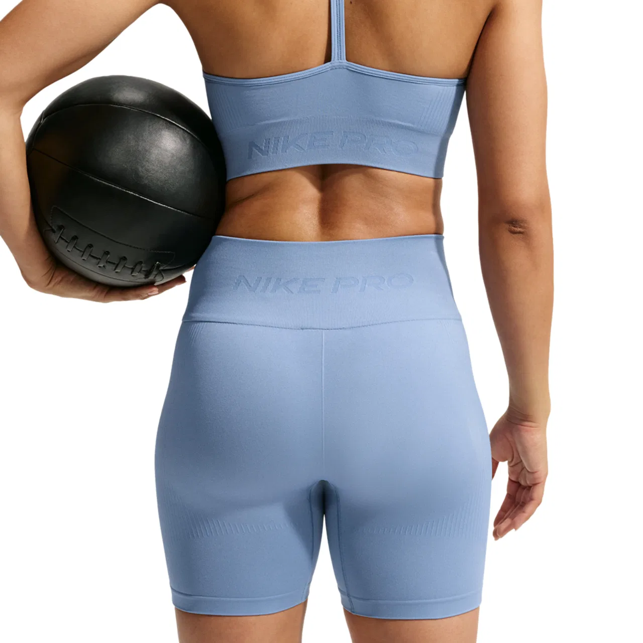 Женские бесшовные шорты-велосипедки Nike Pro Dri-FIT Seamless High-Rise 5In, Work Blue — фото 2