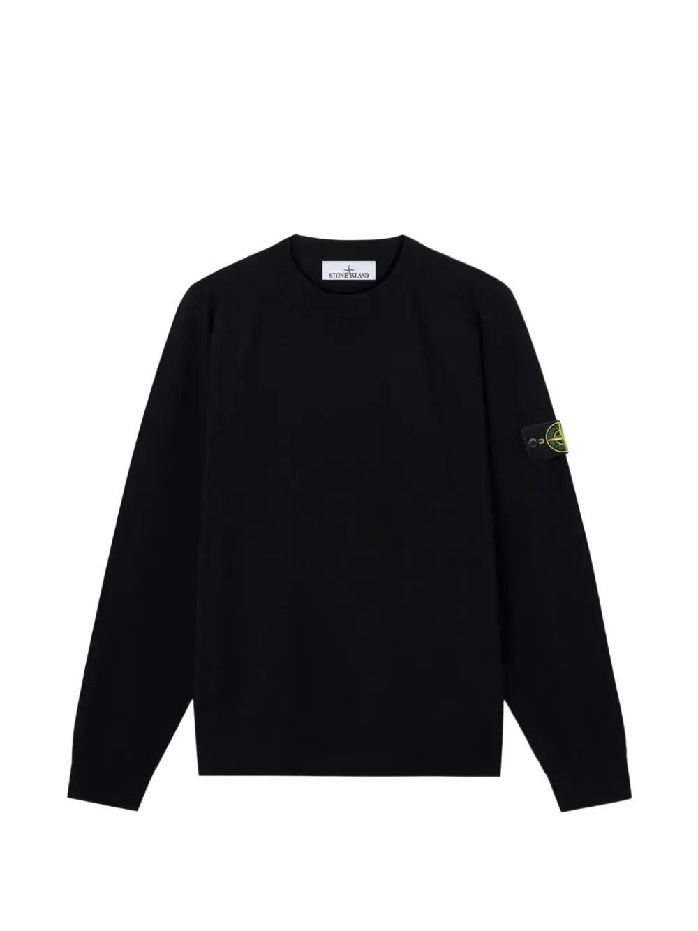 Свитер с круглым вырезом и нашивкой-логотипом Stone Island, черный