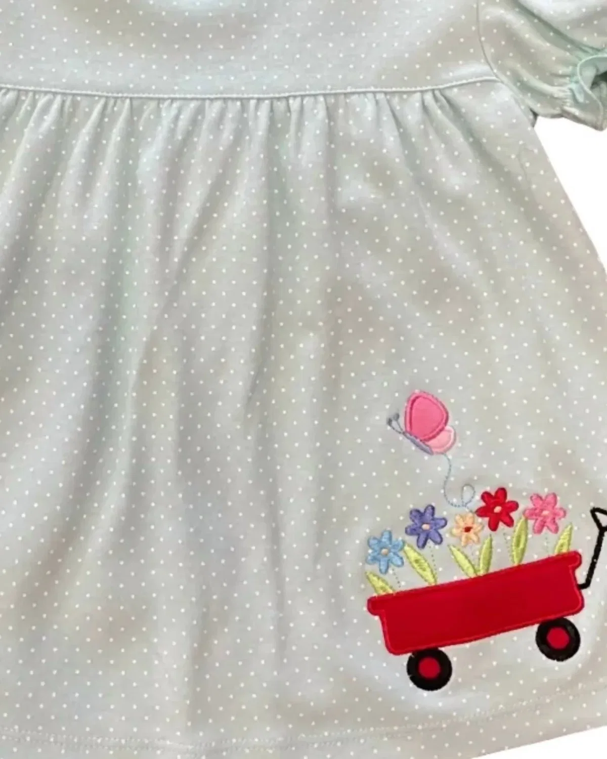 Детская кофточка-трапеция с аппликацией Wagon With Flowers Applique Swing Top Luigi Kids, Jade — фото 2