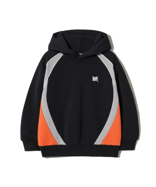 Детская худи с цветными блоками, Kids color block hoodie, Brownbreath Kids, черный — фото 2