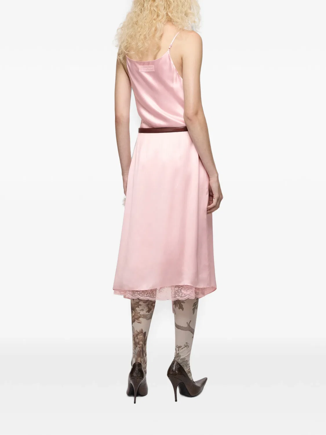 Атласное платье-комбинация Acne Studios, розовый — фото 3