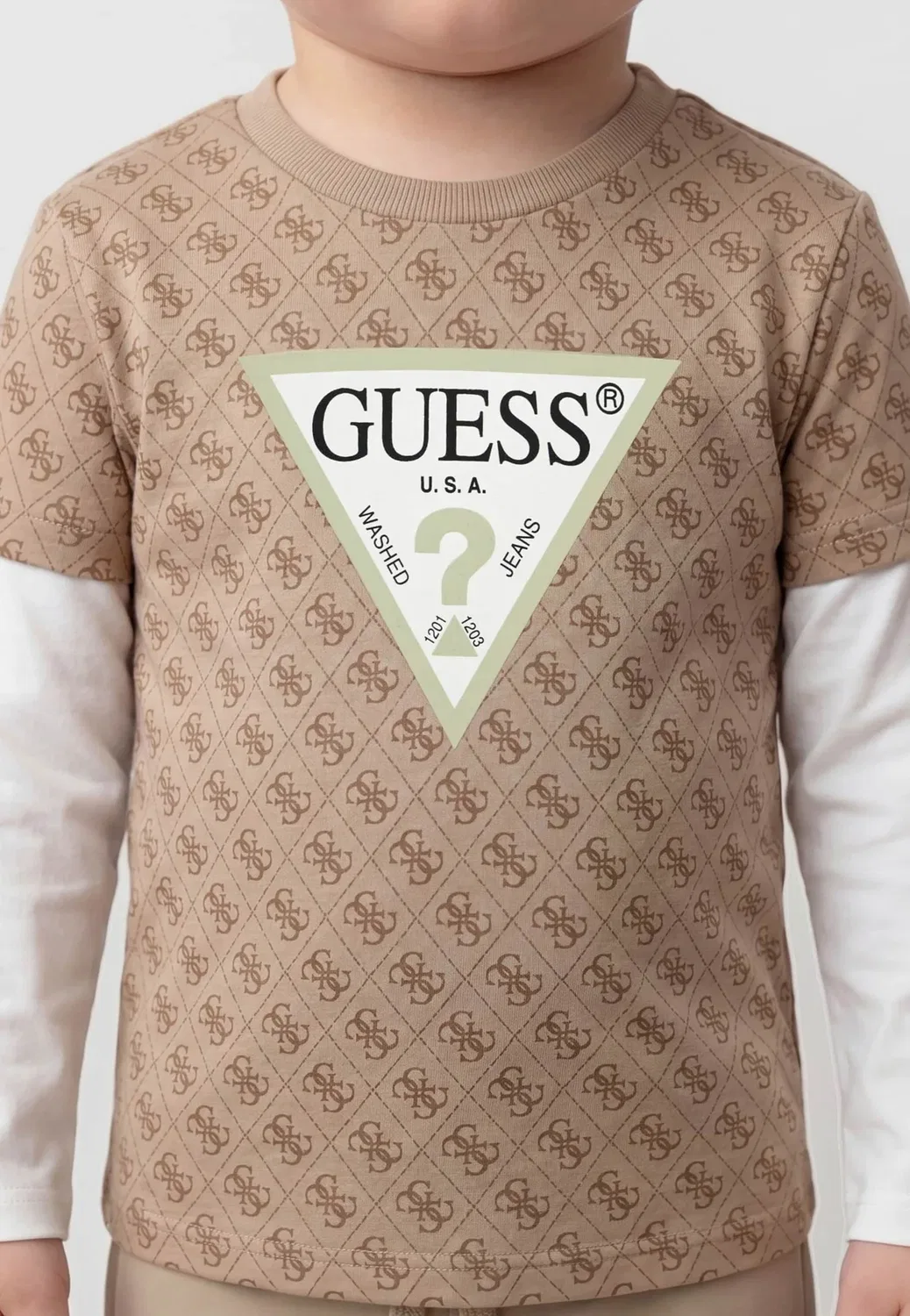 Футболка и комплект чулков - брюки спортивного костюма Guess, Beige — фото 3