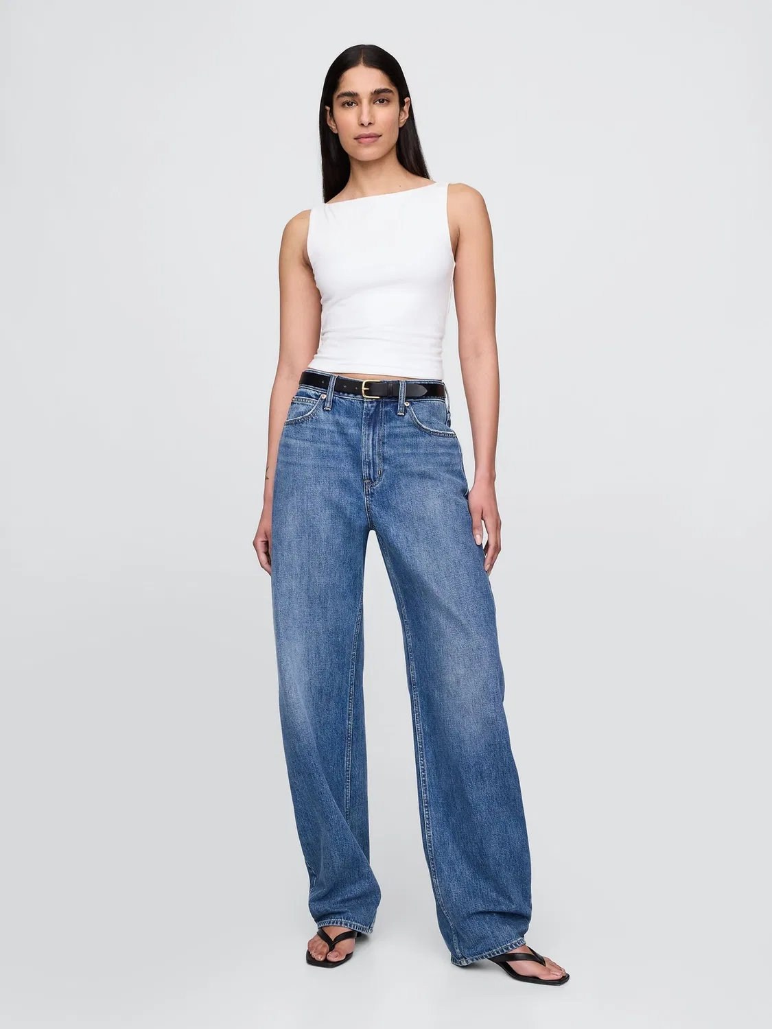 Топ-борцовка Gap Close Knit Jersey, белый — фото 3