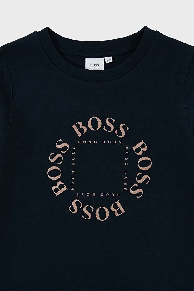 Детские свитшот для девочек хлопковый Hugo Boss, Navy Blue — фото 3