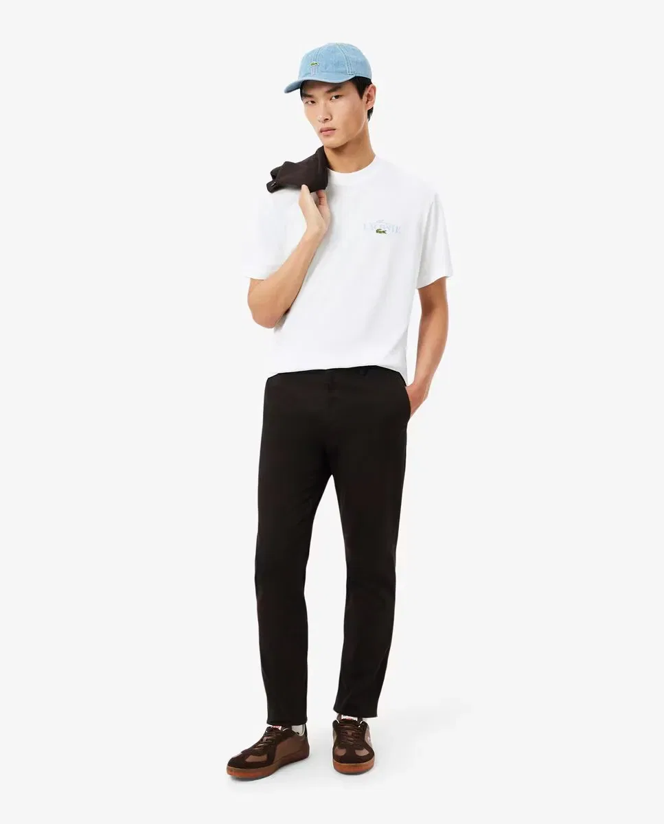 Футболка мужская Lacoste хлопок с коротким рукавом, классическая, Blanco — фото 4