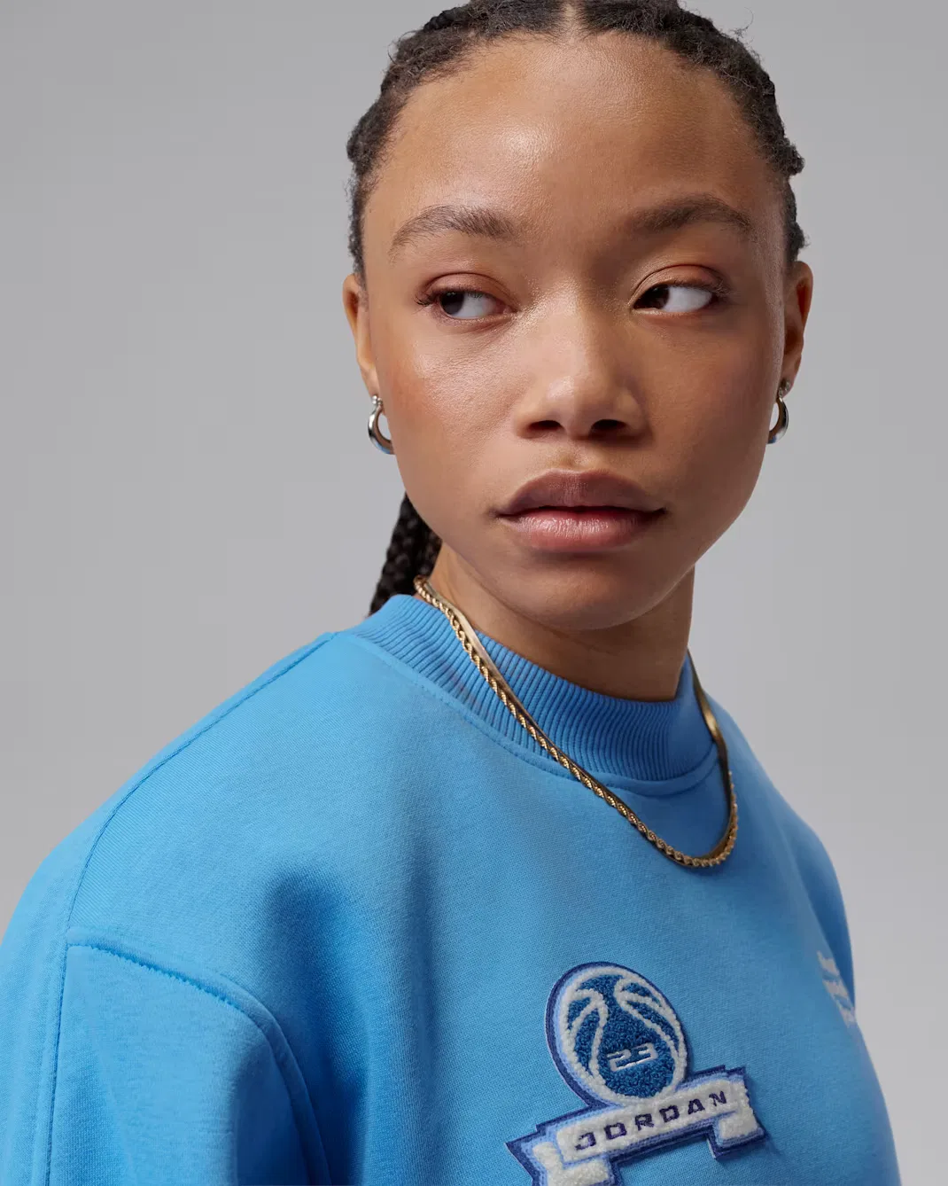 Женская укороченная толстовка с круглым вырезом Jordan Brooklyn Fleece, Blue Beyond/Sail — фото 3