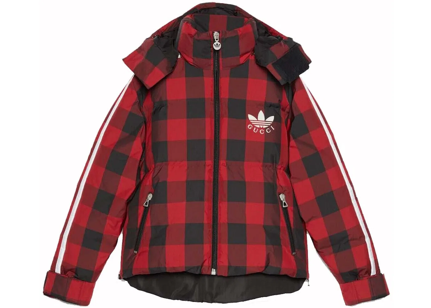 Мужская куртка стеганая Gucci x Adidas, Red/Black