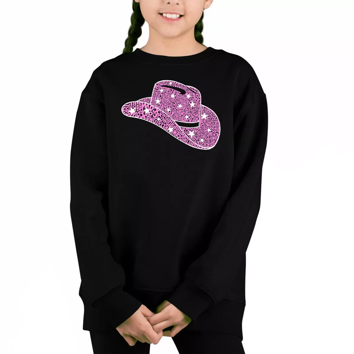 Детский свитшот с принтом Cowgirl Hat LA Pop Art, Black